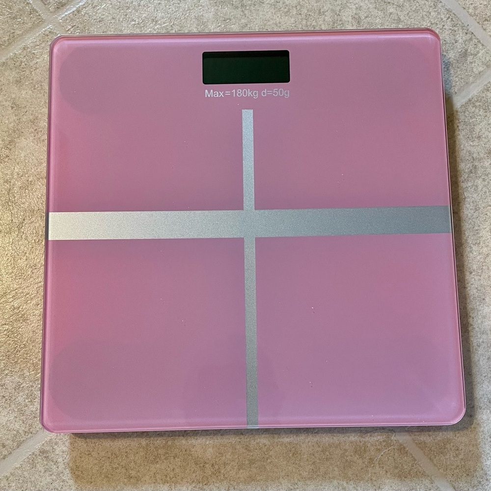 Pink Digital Bathroom Scale with Silver Accents up to 396 lbs